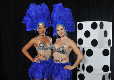 Blue Costumed Showgirls from Casino Party Experts Las Vegas Nevada